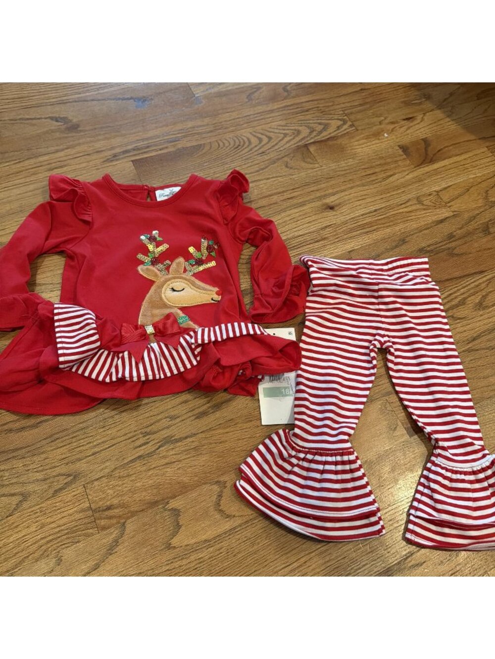 Rare Editions GIrls 18 Month 2 piece Christmas Outfit Reindeer New